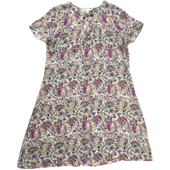 Daniel Rainn Dress Tie Neck Floral Print Short Sleeve Sheer Women's Small Flowy - Picture 7 of 7